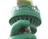 Sparky checking out Statue of Liberty hand