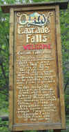 Sign explaining Cascade Falls in the park in Ouray