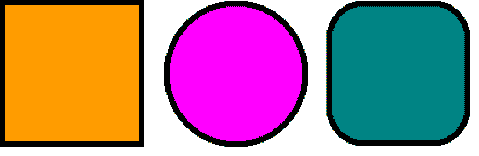 Graphic showing the transformation of a circle and a square into a squircle.
