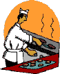 Drawing of a guy cooking barbeque stuff
